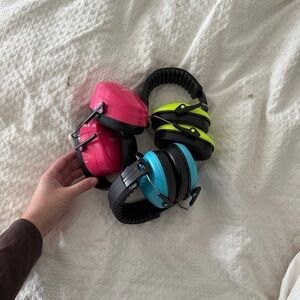 Colorful Noise-Cancelling Headphones Set of 3 used for monster jam